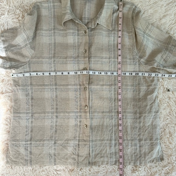 Pendleton plaid button up shirt long sleeve flax rayon blend beige SZ 1X - Picture 7 of 7